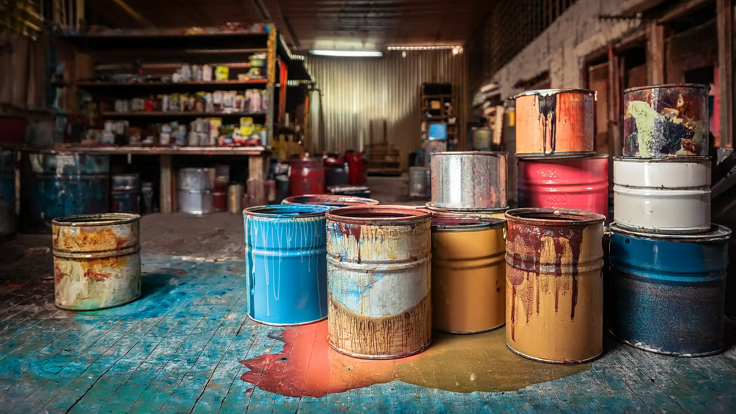 old paint cans in garage clearance